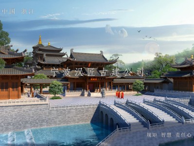 广西寺院重建规划设计方案鸟瞰图—积福禅寺